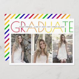 2023年のクラス卒業レインボーフォトコラージュ 招待状