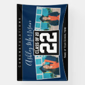 2023年のクラスNavy Blue & Black卒業写真 横断幕 (縦)