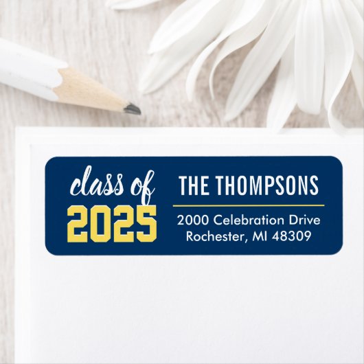 2023年のクラスNavy Yellow卒業住所 ラベル (インサイチュ)