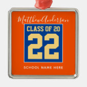 2023年のクラスOrange Blueと金ゴールド卒業 メタルオーナメント (正面)