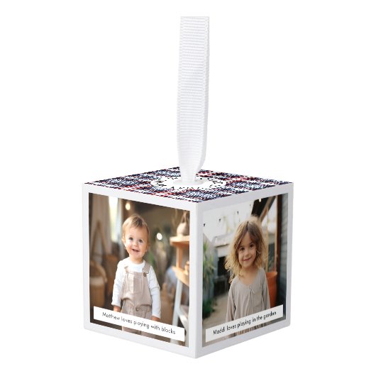 2023年のクリスマスフォトファミリーギフトで愛したこと キューブオーナメント (正面アングル)