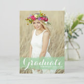 2023年のグリーンウォーター色写真卒業 案内状 (スタンド正面)