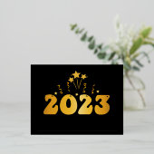 2023年のゴールドカラーの豪華なホリデーカード 箔シーズンポストカード (立ち正面)