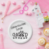 2023年のホワイトブラックのグラッドポープリントのクラス ペーパープレート (パーティー)