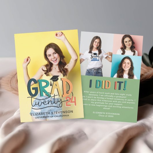 2023年のレトロカラフル卒業パーティー4写真 招待状