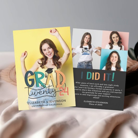 2023年のレトロカラフル卒業パーティー4写真 招待状