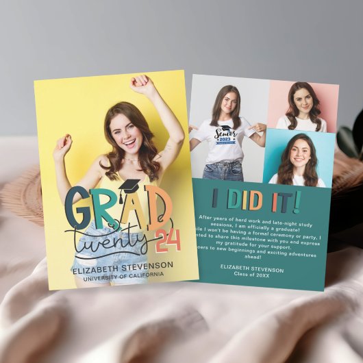 2023年のレトロカラフル卒業パーティー4写真 招待状