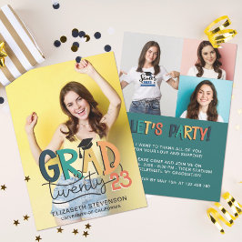 2023年のレトロカラフル卒業パーティー4写真 招待状