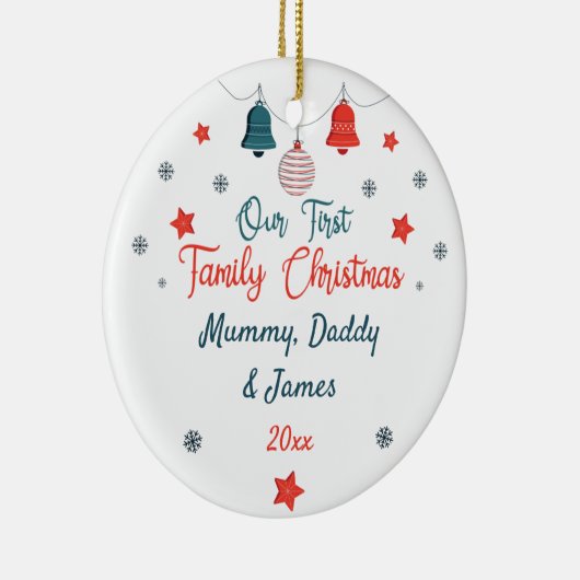 2023年の初の家族のパーソナライズされたクリスマスフォト セラミックオーナメント (右)