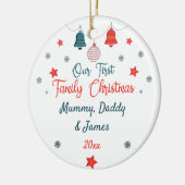 2023年の初の家族のパーソナライズされたクリスマスフォト セラミックオーナメント (左)
