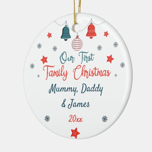 2023年の初の家族のパーソナライズされたクリスマスフォト セラミックオーナメント (左)