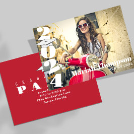 2023年の卒業赤タイポグラフィ写真教室 招待状