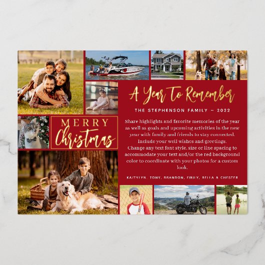 2023年の振り返り 11枚の写真 2024カレンダー ホイル 箔シーズンカード (正面)