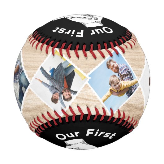 2023年の父の日の最初の写真カスタム写真 野球ボール (裏面)
