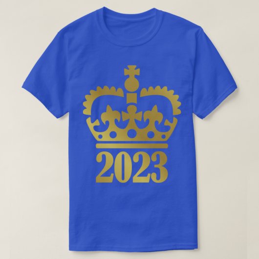 2023年の誕生日とベビーのための王冠生まれたばかりの Tシャツ (デザイン正面)