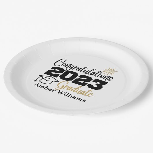 2023年のGradパーティーデコールクラスのパーソナライズ ペーパープレート (アングル)