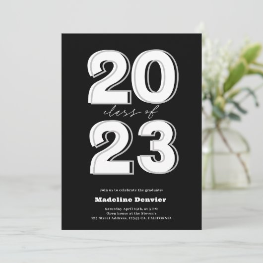 2023年はっきりしたの台本の黒写真クラス卒業 招待状 (スタンド正面)