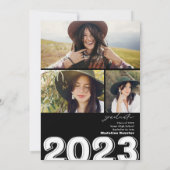 2023年はっきりしたの台本の黒写真クラス卒業 招待状 (裏面)