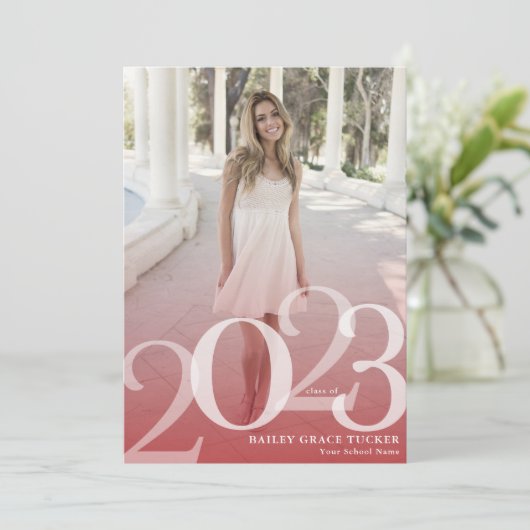 2023年はっきりしたオーバーレイ赤卒業 案内状 (スタンド正面)