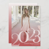 2023年はっきりしたオーバーレイ赤卒業 案内状 (正面/裏面)