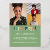 2023年はっきりした卒業パーティー4写真金ゴールド 箔招待状 (裏面)