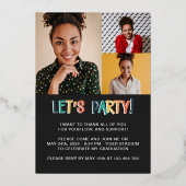 2023年はっきりした卒業パーティー4写真金ゴールド 箔招待状 (裏面)