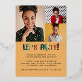 2023年はっきりした卒業パーティー4写真金ゴールド 箔招待状 (裏面)