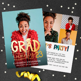 2023年はっきりした卒業パーティー4写真金ゴールド 箔招待状