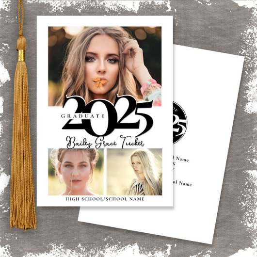 2023年はっきりした卒業3写真コラージュ卒業Anno 案内状