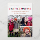 2023年は素晴らしクリスマス数々の3写真のカラーだった 箔シーズンカード (正面)