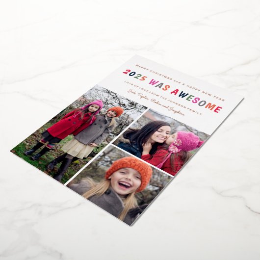 2023年は素晴らしクリスマス数々の3写真のカラーだった 箔シーズンカード (回転した状態)