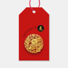 2023年ウサギの年 GT レッドゴールドラビットペーパーカット中国新年 ギフトタグ