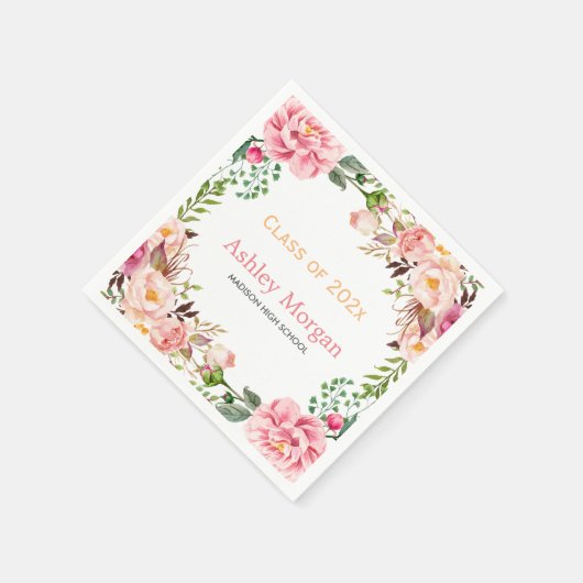 2023年エレガント卒業のシックフローラデコールクラス スタンダードカクテルナプキン (角)
