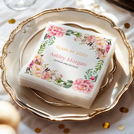 2023年エレガント卒業のシックフローラデコールクラス スタンダードカクテルナプキン