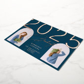 2023年エレガント卒業ミニマルカスタムリスト2枚 箔招待状 (回転した状態)