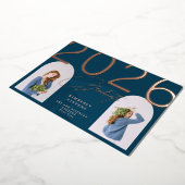 2023年エレガント卒業ミニマルカスタムリスト2枚 箔招待状 (回転した状態)