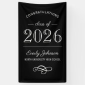 2023年エレガント白黒卒業カスタム 横断幕 (縦)
