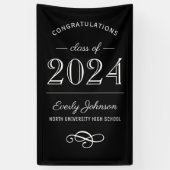 2023年エレガント白黒卒業カスタム 横断幕 (縦)