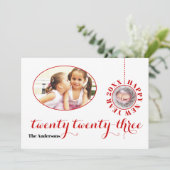 2023年エレガント赤写真ホリデーカード シーズンカード (スタンド正面)