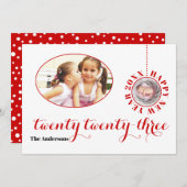 2023年エレガント赤写真ホリデーカード シーズンカード (正面/裏面)