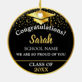 2023年カスタムのブラック&金ゴールド卒業クラス セラミックオーナメント (裏面)