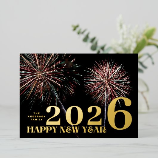 2023年カスタム初めのお祝い金ゴールド写真 箔シーズンカード (立ち正面)