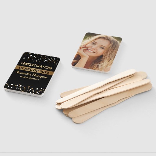 2023年カスタム金ゴールドブラック大学院写真クラス ハンドファン (組立なし)