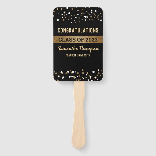 2023年カスタム金ゴールドブラック大学院写真クラス ハンドファン (正面)