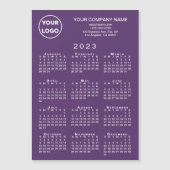 2023年カレンダビジネスロゴ文字紫マグネット (正面)