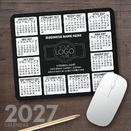 2023年カレンダーとロゴ、情報連絡ブラック マウスパッド