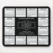 2023年カレンダーとロゴ、情報連絡ブラック マウスパッド (正面)