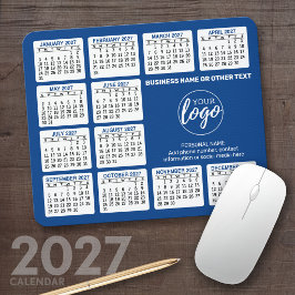 2023年カレンダーとロゴ、情連絡報青 マウスパッド