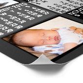 2023年カレンダー写真コラージュ黒モダン色 ポスター (角)