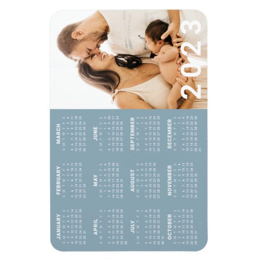 2023年カレンダー家族写真 |色カスタム付 マグネット (縦)